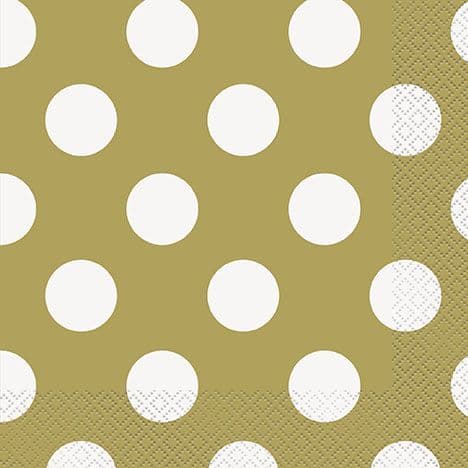 16 50th Anniversary Gold Dotty Napkins
