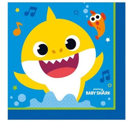 16 Baby Shark Paper Party Napkins