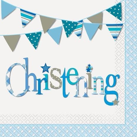 16 Blue Christening Luncheon Napkins