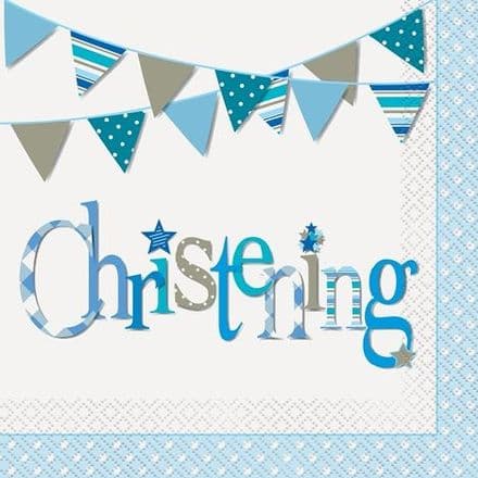 16 Blue Christening Luncheon Napkins