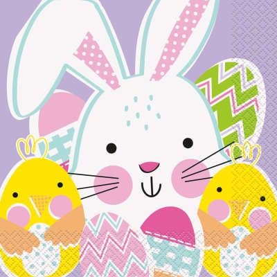 16 Easter Bunny Paper Party Napkins