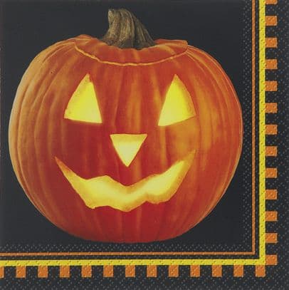 16 Halloween Pumpkin Glow Paper Party Napkins