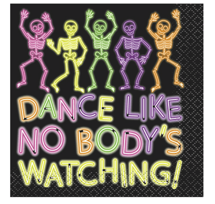 16 Neon Lights Skeleton Paper Party Napkins