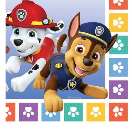 16 Paw Patrol Paper Party Napkins