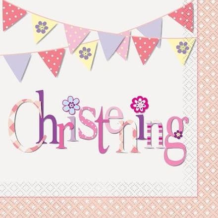 16 Pink Christening Luncheon Napkins