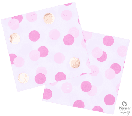 16 Pink & Gold Dots Paper Napkins 33cm/ 3ply