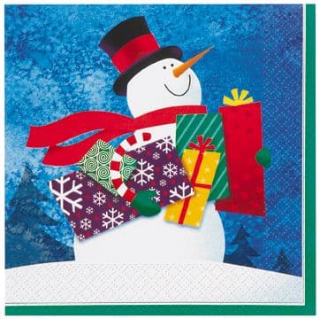 16 Snowman Gifts Paper Party Napkins