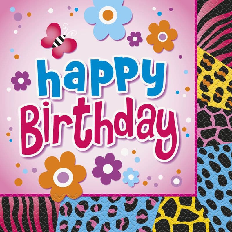 16 Wild Birthday Theme Paper Party Napkins