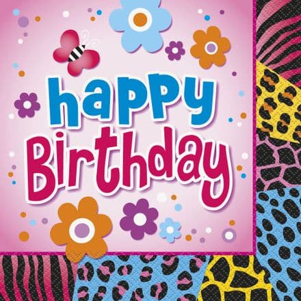 16 Wild Birthday Theme Paper Party Napkins
