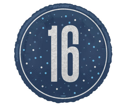 16th Birthday Blue Foil Balloon 18"