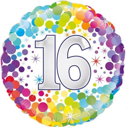 16th Birthday Colourful Confetti Foil Balloon