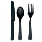 18 Piece Black Party Plastic Cutlery Set