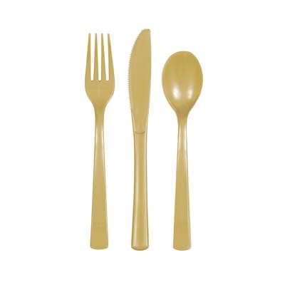 18 Piece Gold Party Plastic Cutlery Set