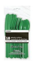 18 Piece Green Party Plastic Cutlery Set