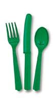 18 Piece Green Party Plastic Cutlery Set