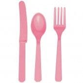 18 Piece Pink Party Plastic Cutlery Set