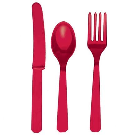 18 Piece Red Party Plastic Cutlery Set