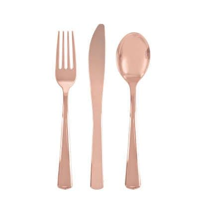 18 Piece Rose Gold Party Metallic Cutlery Set