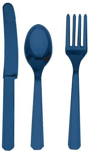 18 Piece Royal Blue Party Plastic Cutlery Set