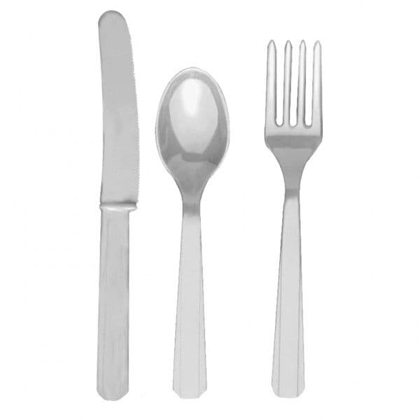 18 Piece Silver Party Plastic Cutlery Set