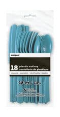 18 Piece Teal Party Plastic Cutlery Set