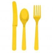 18 Piece Yellow Party Plastic Cutlery Set