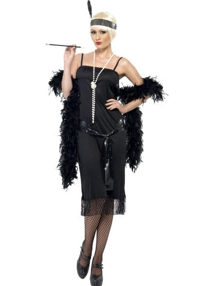1920's Flapper Dress Black
