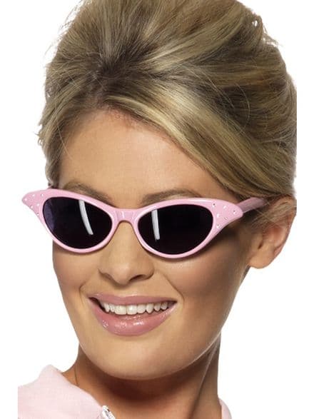 1950's Rock 'n' Roll Specs, Pink With Diamante