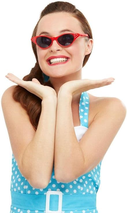 1950's Rock 'n' Roll Specs Red With Diamante