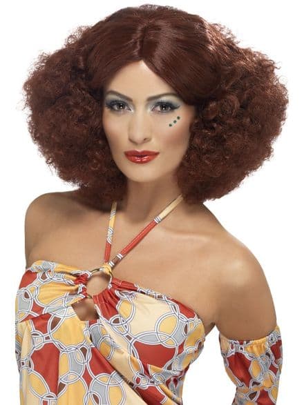 1970's Centre Parted Afro Wig In Brown