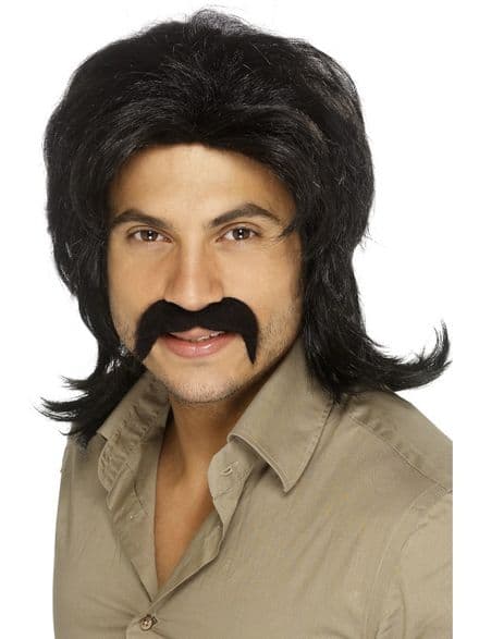 1970's Retro Guy Wig In Black