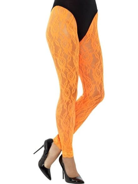 1980's Lace Neon Orange Leggings
