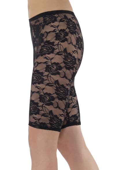 1980's Long Black Lace Shorts