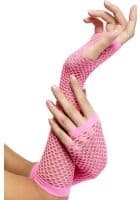 1980's Long Neon Pink Fishnet Gloves