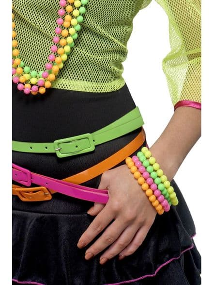 1980's Neon Beaded Bracelets Set