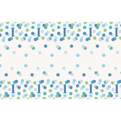1st Birthday Blue DotsTheme Party Plastic Tablecover