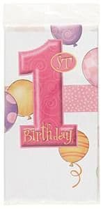1st Birthday Pink Balloons Theme Party Plastic Tablecover