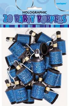 20 Blue Glitz Party Poppers