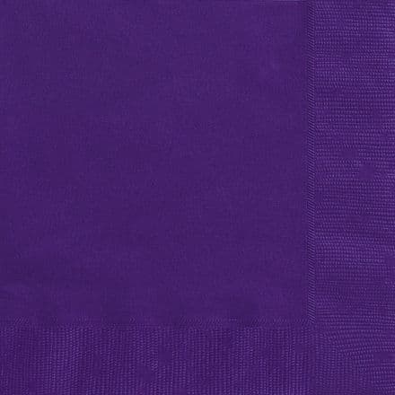 20 Purple Paper Party Beverage Napkins