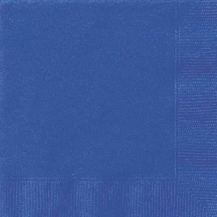 20 Royal Blue Paper Party Beverage Napkins