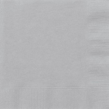 20 Silver Paper Party Beverage Napkins