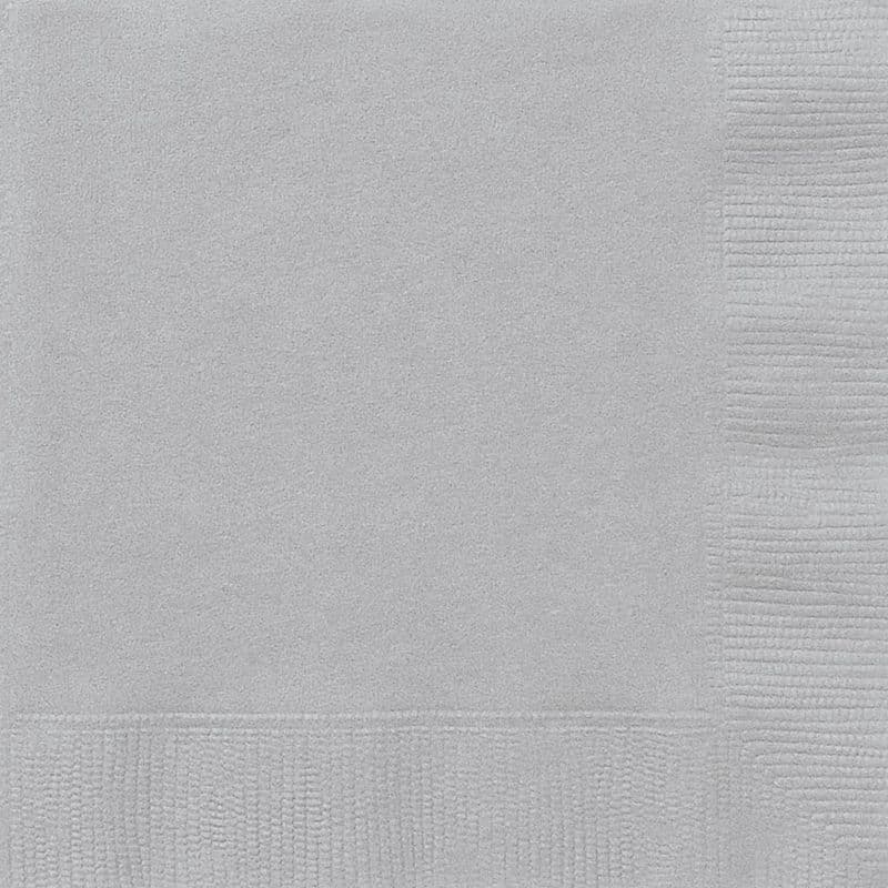 20 Silver Paper Party Beverage Napkins