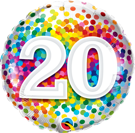 20th Birthday Confetti Design Foil Balloon