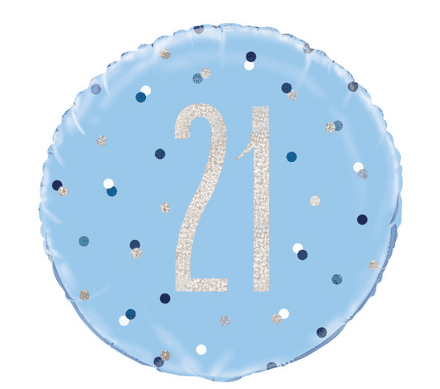 21st Birthday Blue Foil Balloon 18"