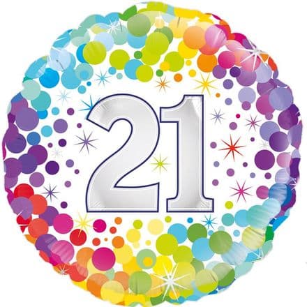 21st Birthday Colourful Confetti Foil Balloon