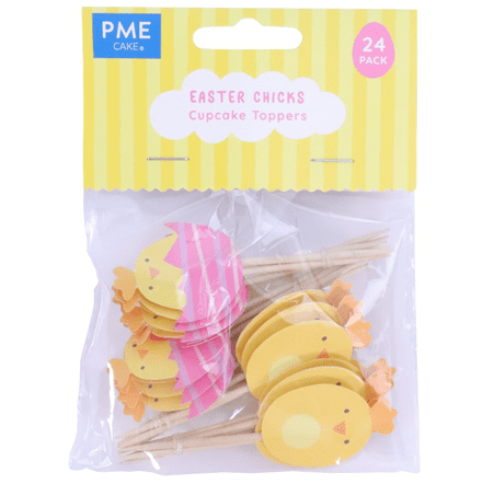 24 Easter Chick Cupcake Toppers