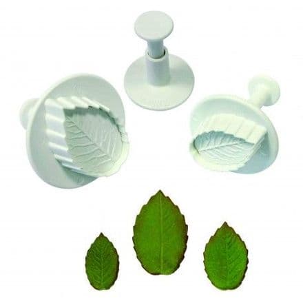 3 Veined Rose Leaf Plunger Cutters