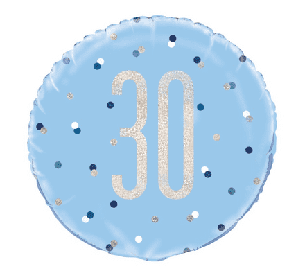 30th Birthday Blue Foil Balloon 18"