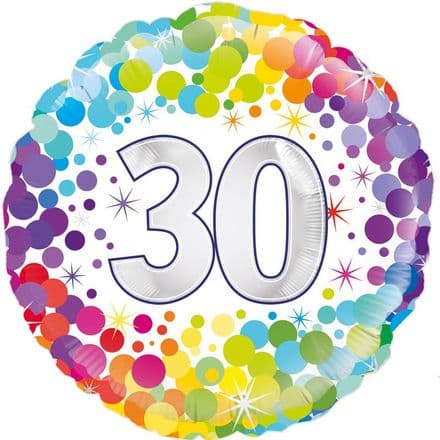 30th Birthday Colourful Confetti Foil Balloon