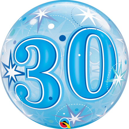 30th Blue Stars Bubble Balloon